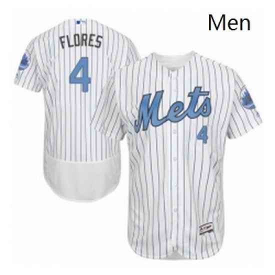 Mens Majestic New York Mets 4 Wilmer Flores Authentic White 2016 Fathers Day Fashion Flex Base MLB Jersey